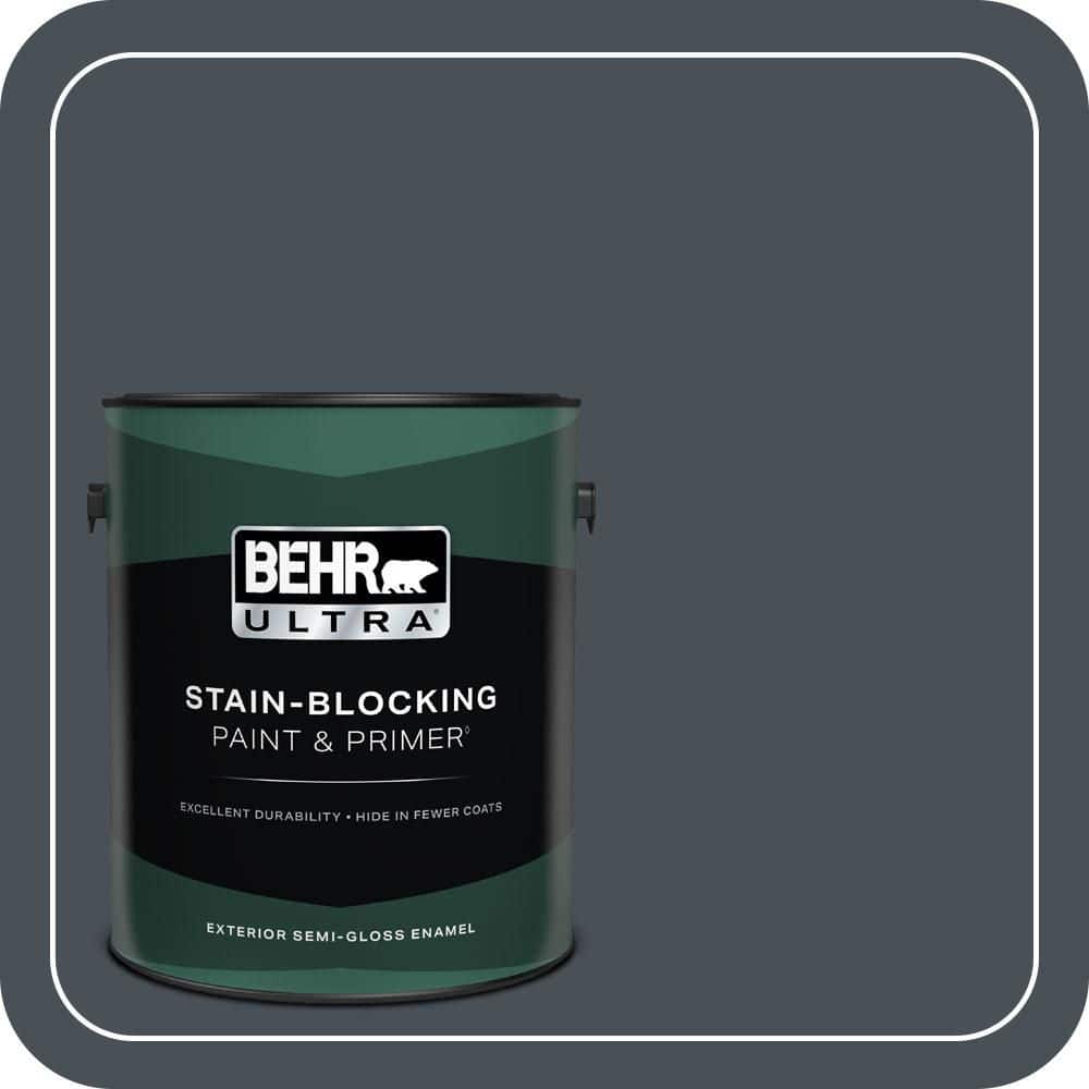 BEHR ULTRA 1 gal. #T15-2 Seared Gray Semi-Gloss Enamel Exterior Paint & Primer