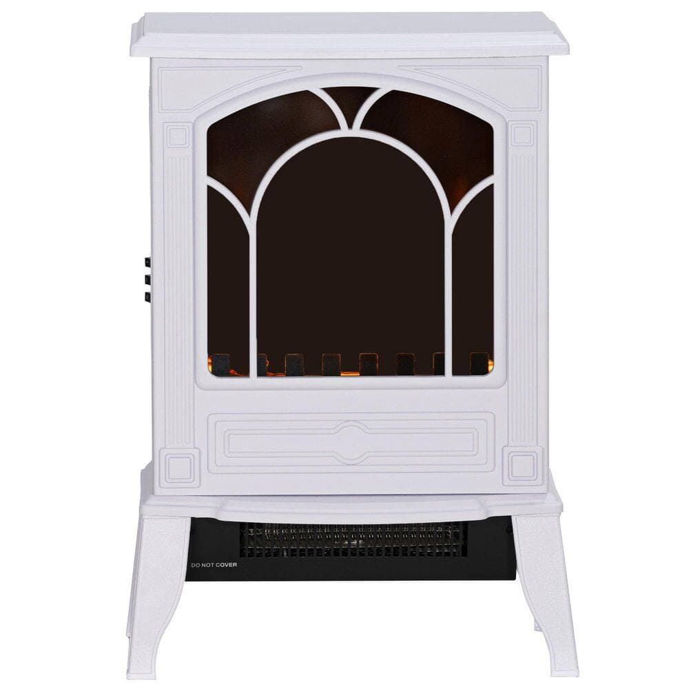 Ahfiwaso 750-Watt/ 1500-Watt White Electric Fireplace Tower Radiant Infrared Space Heater with Overheat Safety Protection