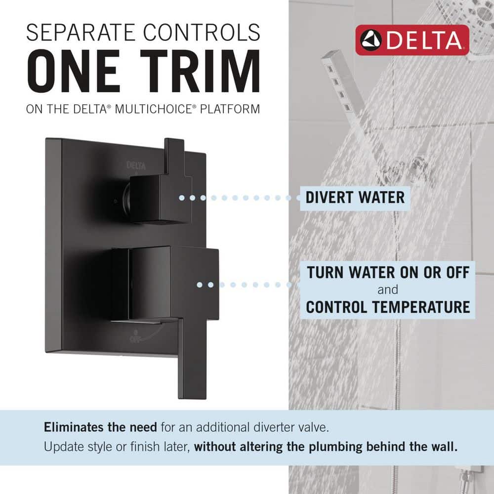 Delta Modern 1-Handle Shower Trim Kit with Hand Shower in Matte Black (Valve Not Included) (3)