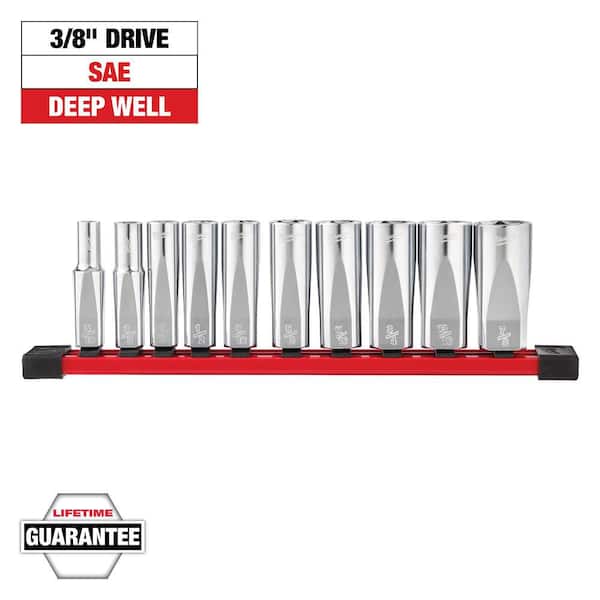 Milwaukee 3/8 in. Drive SAE Deep Well 6-Point Socket Set (10-Piece) (2)