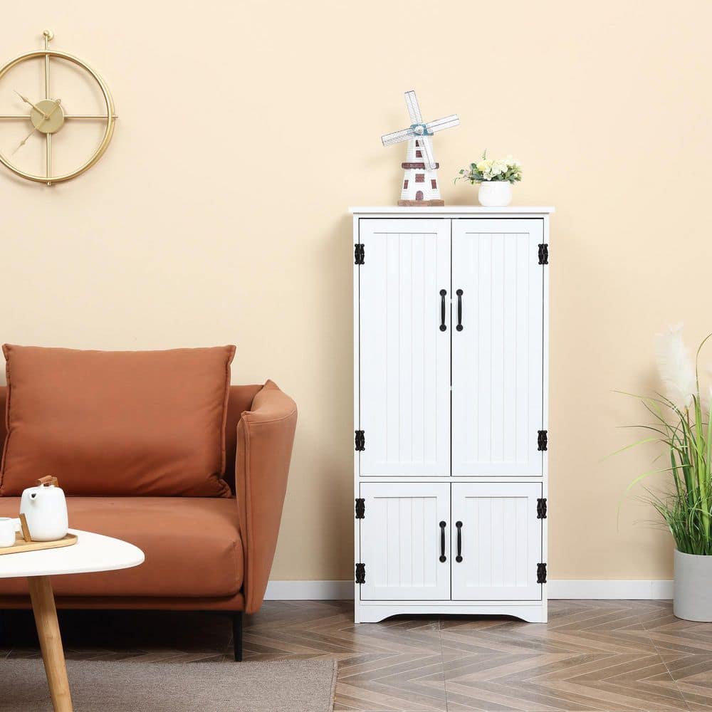 Tahanbath 11.75 in. W x 23.50 in. D x 23.50 in. H White MDF Freestanding Linen Cabinet with 2-Adjustable Shelves and Door in White (2)