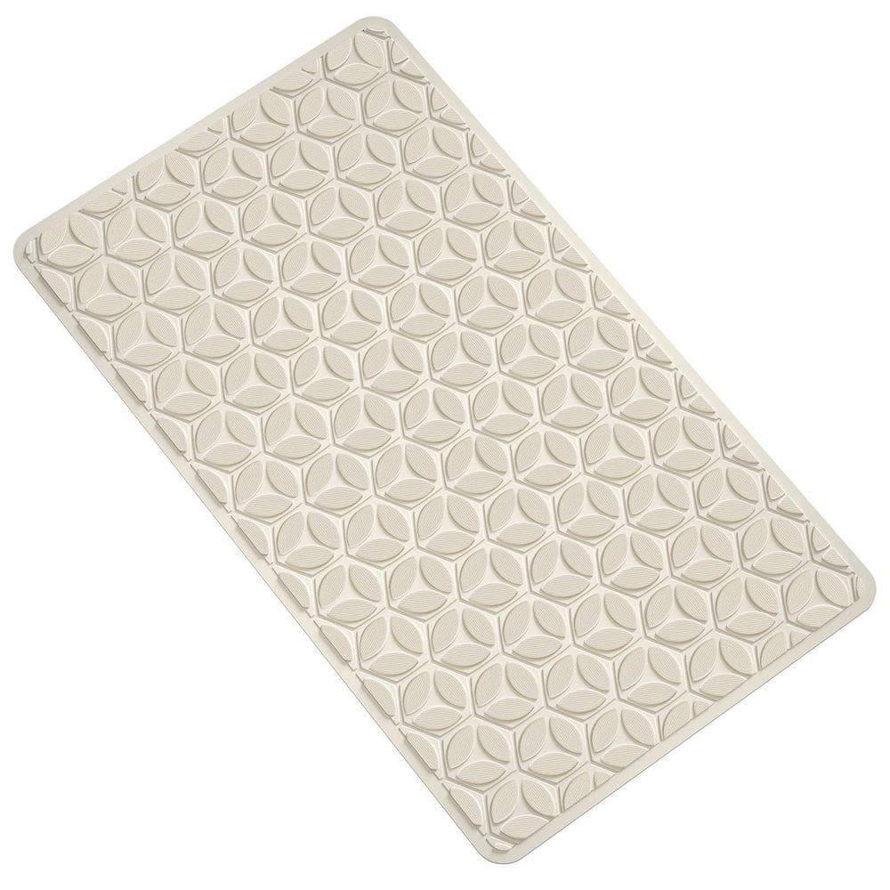 Numhew 16 in. x 28 in. Rubber Bath Mat with Suction Cups in Beige, Non Slip, Soft on Touch, BPA/PVC Free, Machine Washable (1)