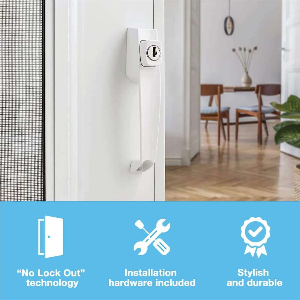 Wright Products Tie Down Keyed Push Button Door Latch for Screen and Storm Doors, White (2)