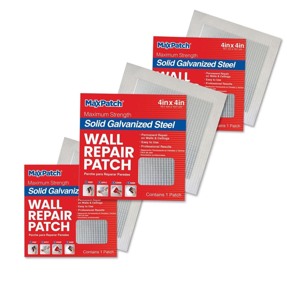 MaxPatch 4 in. x 4 in. Solid Metal Self-Adhesive Wall Repair Patch (3-Pack) (3)