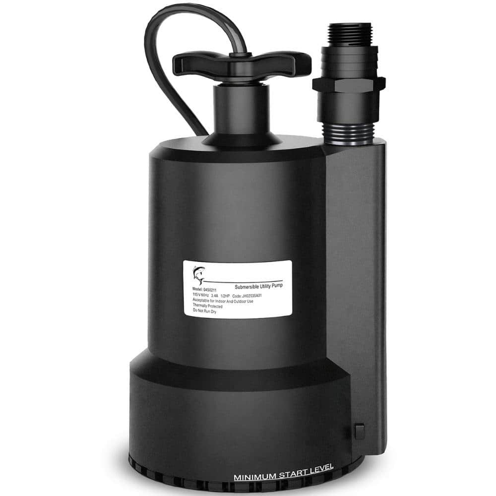 Unbranded 1/2 HP 2450 GPH Submersible Utility Water Pump with 10 ft Cord, Thermoplastic Drain Pump for Pools