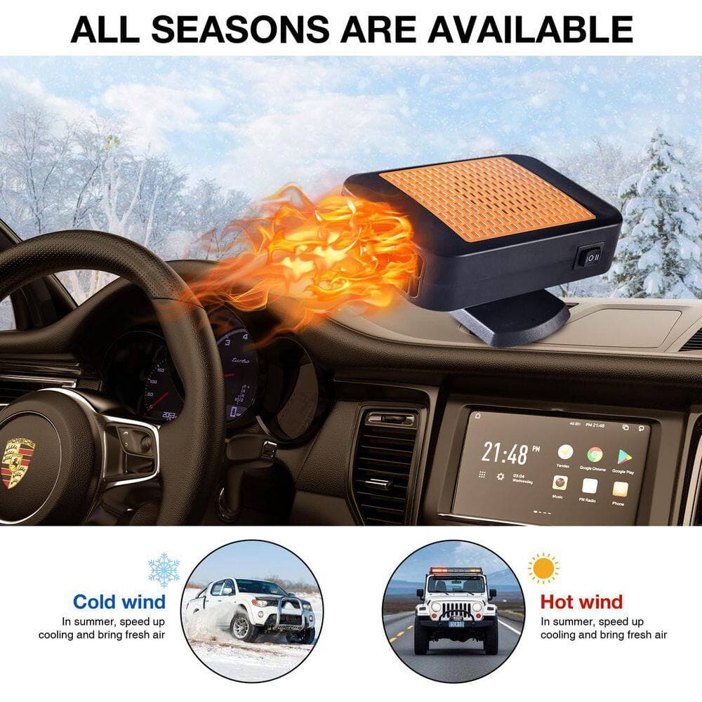 DYRCJ 150W 12 V Portable Car Heater and Cooler 2-in-1 with 360° Rotating Base for Defrost and Cooling in Vehicles (3)