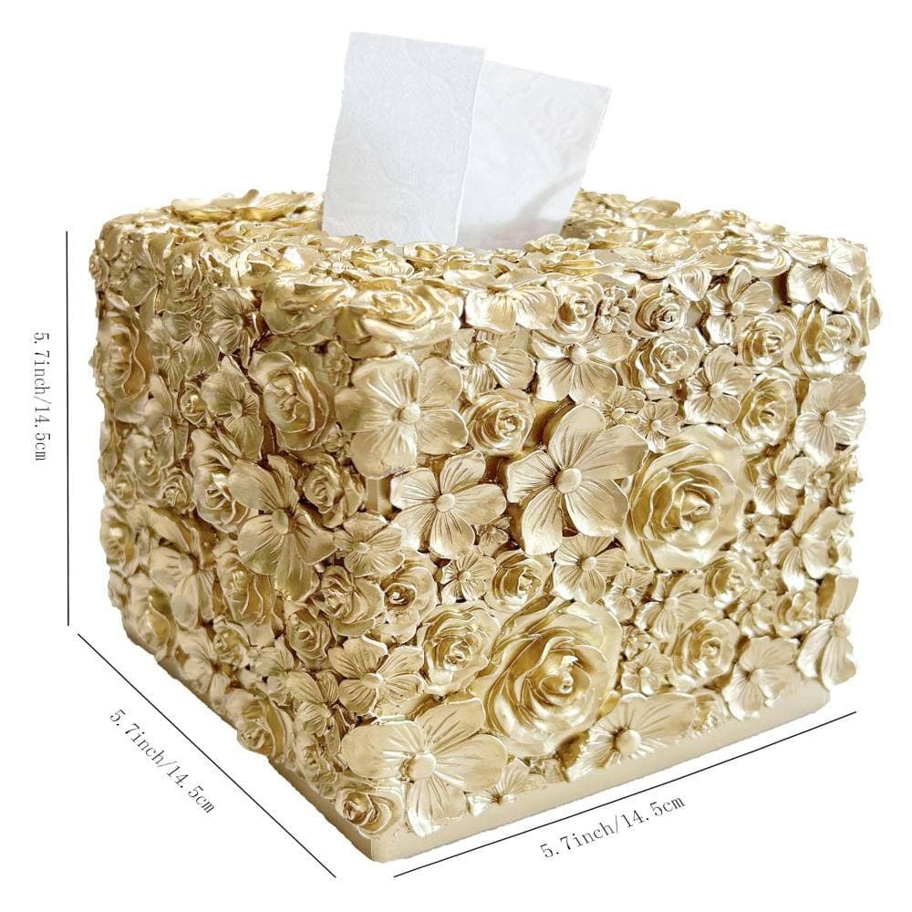 Unbranded Square Tissue Box Cover in Rose Gold, Decorative Resin Holder for Bathroom and Living Room, 5.5 in tall (2)