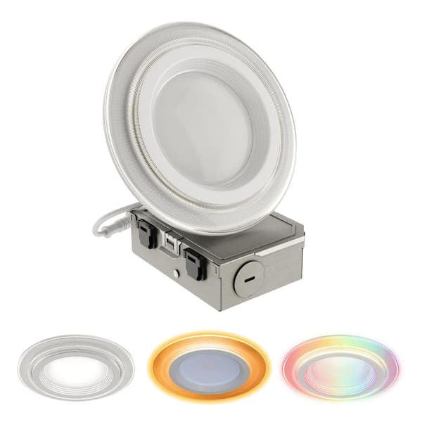 HALO 1-Pack RL Dual Zone 4 in. Smart Wi-Fi Canless Integrated LED Recessed Downlight Connected by WiZ Pro