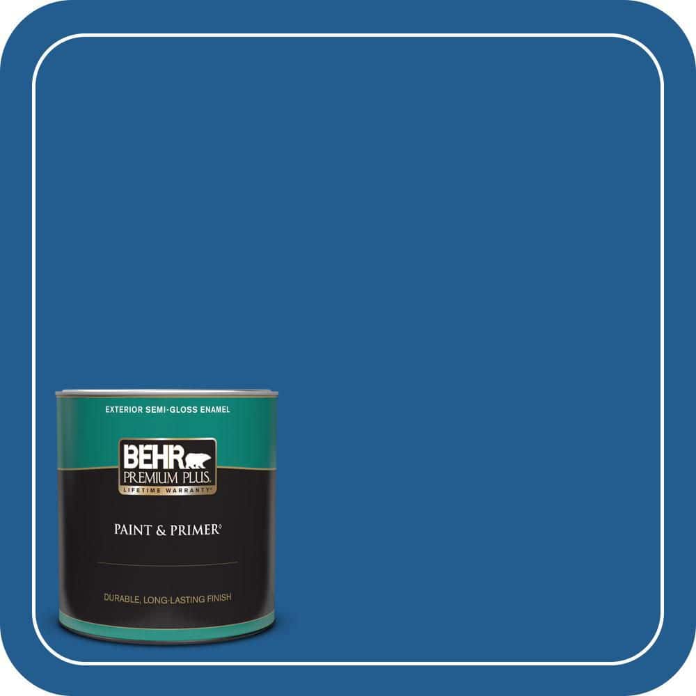 BEHR PREMIUM PLUS 1 qt. #S-G-570 Sapphire Lace Semi-Gloss Enamel Exterior Paint & Primer