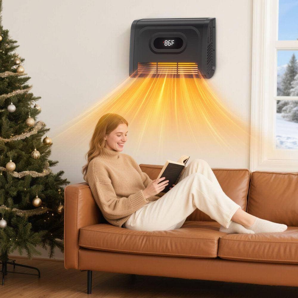 Edendirect 1500 W 12.4 in. Electric Compact Ceramic Space Heater with Adjustable Thermostat for Living Space (2)
