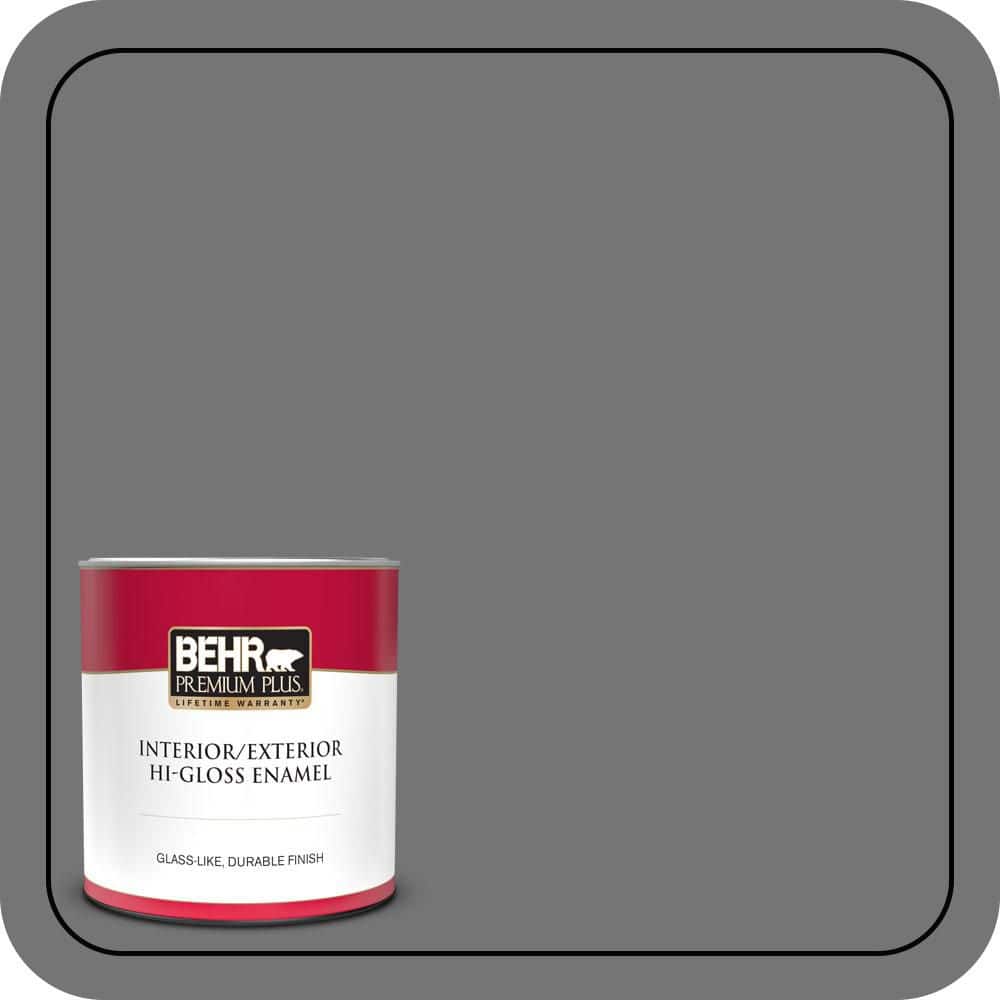 BEHR PREMIUM PLUS 1 qt. #N520-5 Iron Mountain Hi-Gloss Enamel Interior/Exterior Paint & Primer (1)