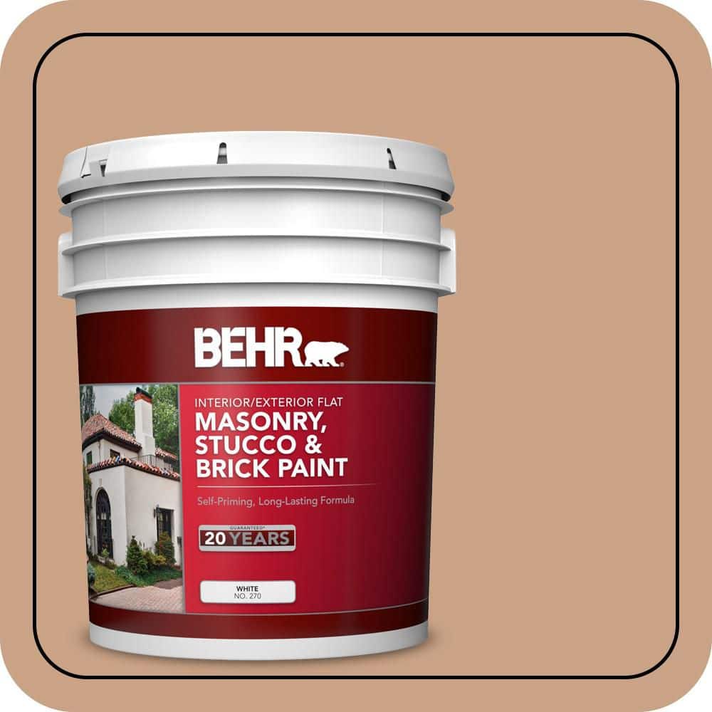 BEHR 5 gal. #S230-4 Granola Flat Interior/Exterior Masonry, Stucco and Brick Paint (1)