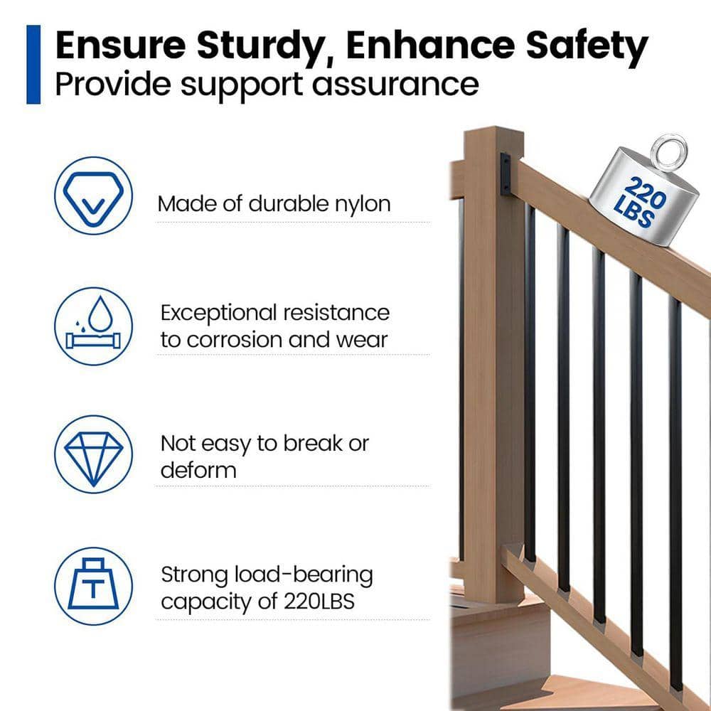 KIWDZFU Deck Railing Brackets Connectors Rail Support Kit for 2x4 Wood Posts with 124 Screws for Stair Fence Cable Railings (3)