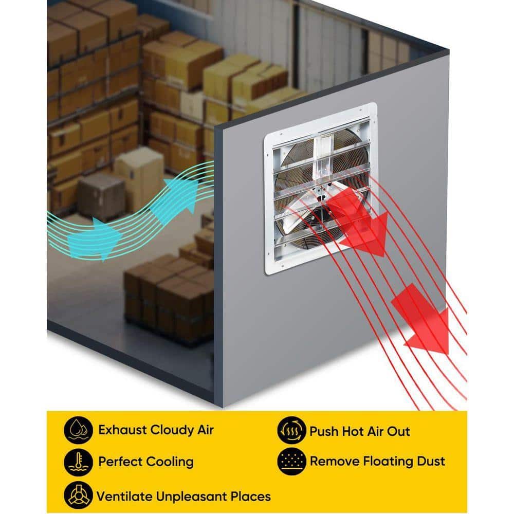 KIWDZFU 4200 CFM Silver Electric Wall Mount Shutter Exhaust Ventilation Fan with Variable Speed Controller (3)