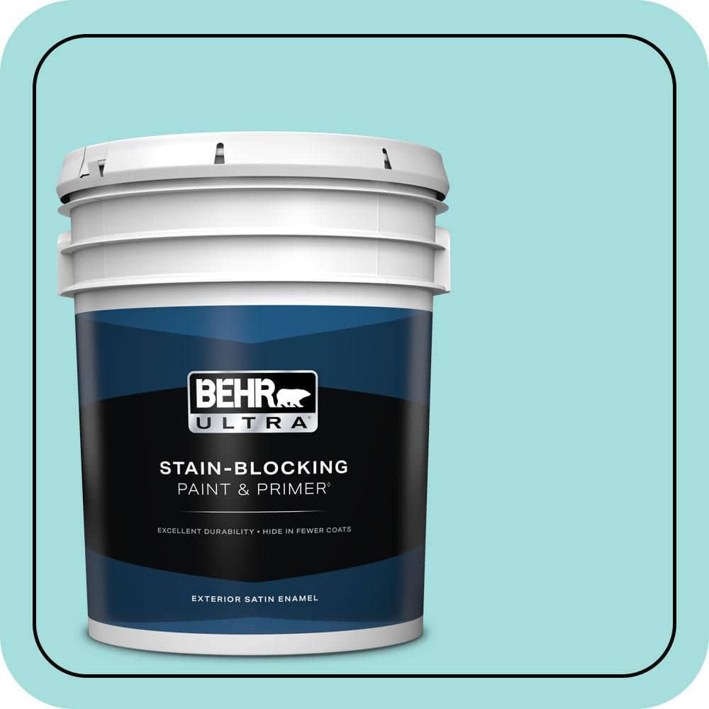 BEHR ULTRA 5 gal. #500A-3 Aqua Spray Satin Enamel Exterior Paint & Primer