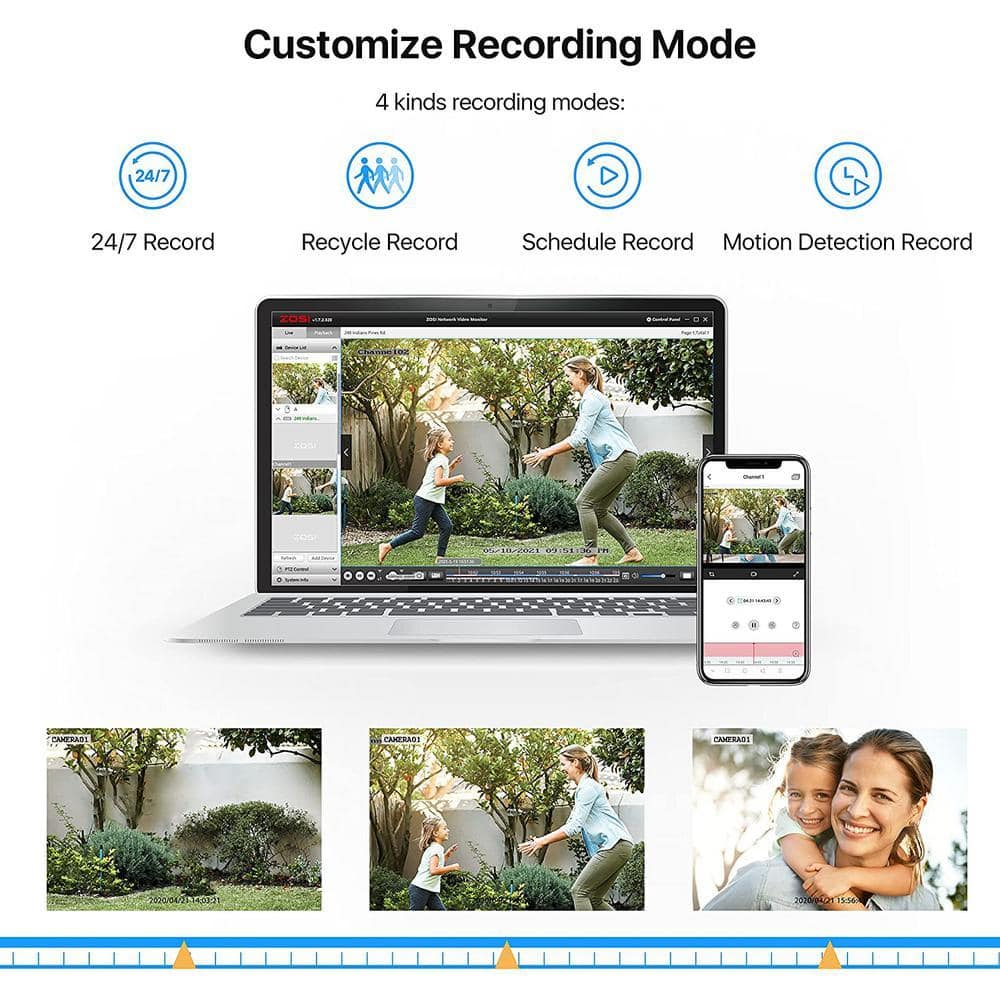 ZOSI 8-Channel Surveillance DVR Recorder with 1TB HDD for Wired HD-TVI, CVI, CVBS, AHD 720p 1080p 5MP CCTV Camera, Plug-In (3)