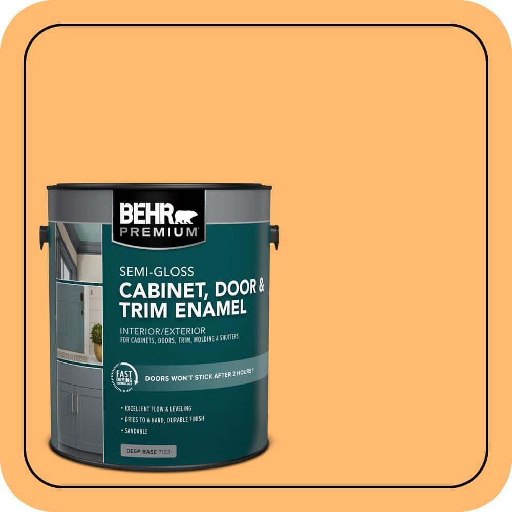 BEHR PREMIUM 1 gal. #P240-5 Cheese Puff Semi-Gloss Enamel Interior/Exterior Cabinet, Door & Trim Paint