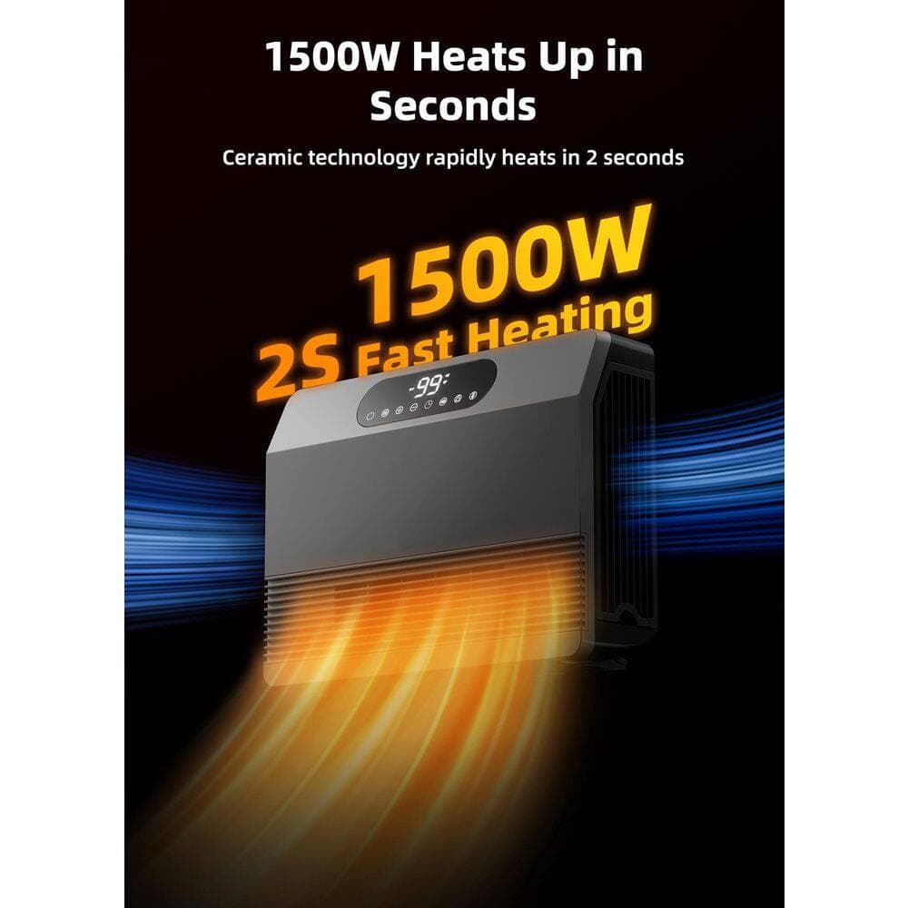Unbranded 1500W Electric Wall Heater with Thermostat, ECO Mode, Touch/Remote/App/Alexa Control, Overheat, Grey Furnace (3)