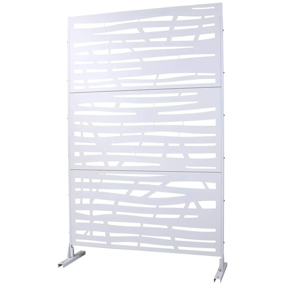 Sudzendf Outdoor and Indoor Freestanding Decorative Privacy Screen Metal Privacy Screen, Fence Panels in White (1)
