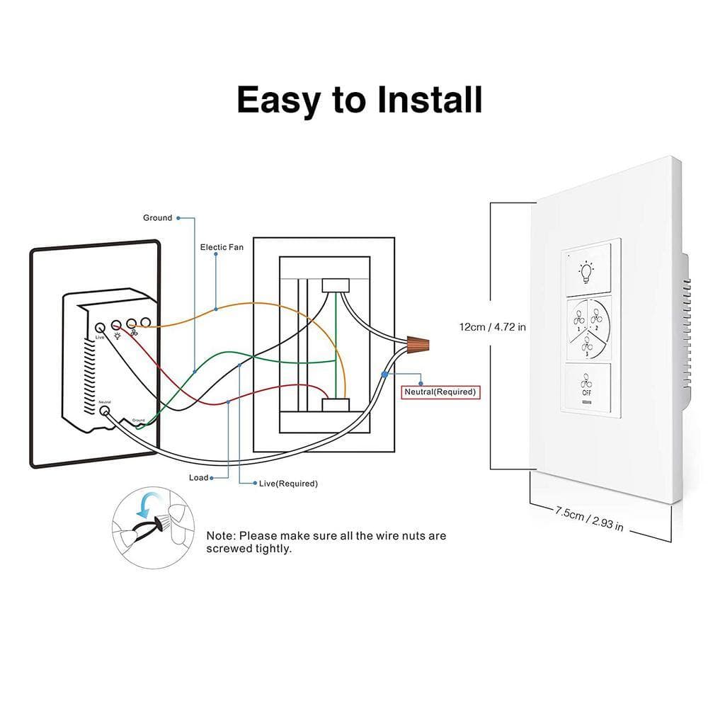 CARRO Pioneer Smart Wi-Fi Ceiling Fan Wall Switch (1-Gang), Works with Alexa, Google Home and Siri (3)