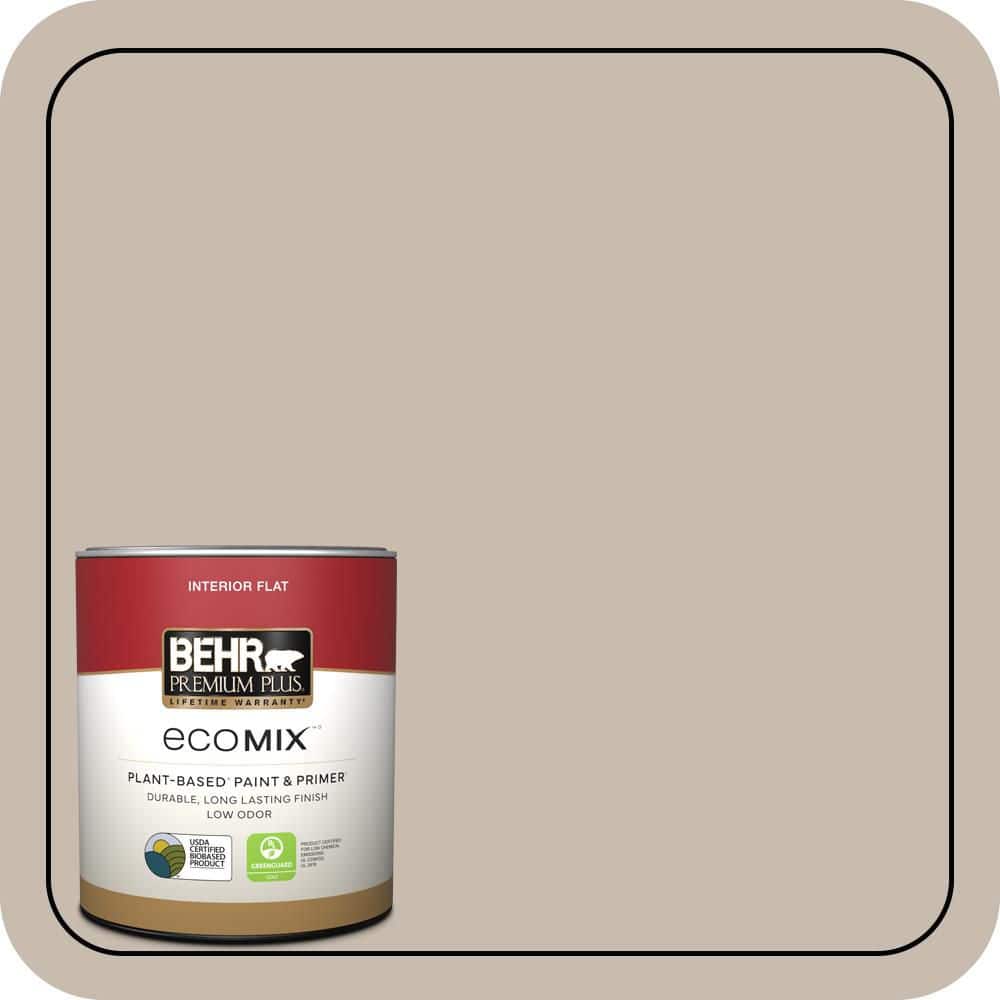 BEHR PREMIUM PLUS 1 qt. #ECC-44-1 Barley Field Flat EcoMix Plant-Based Interior Paint & Primer (1)