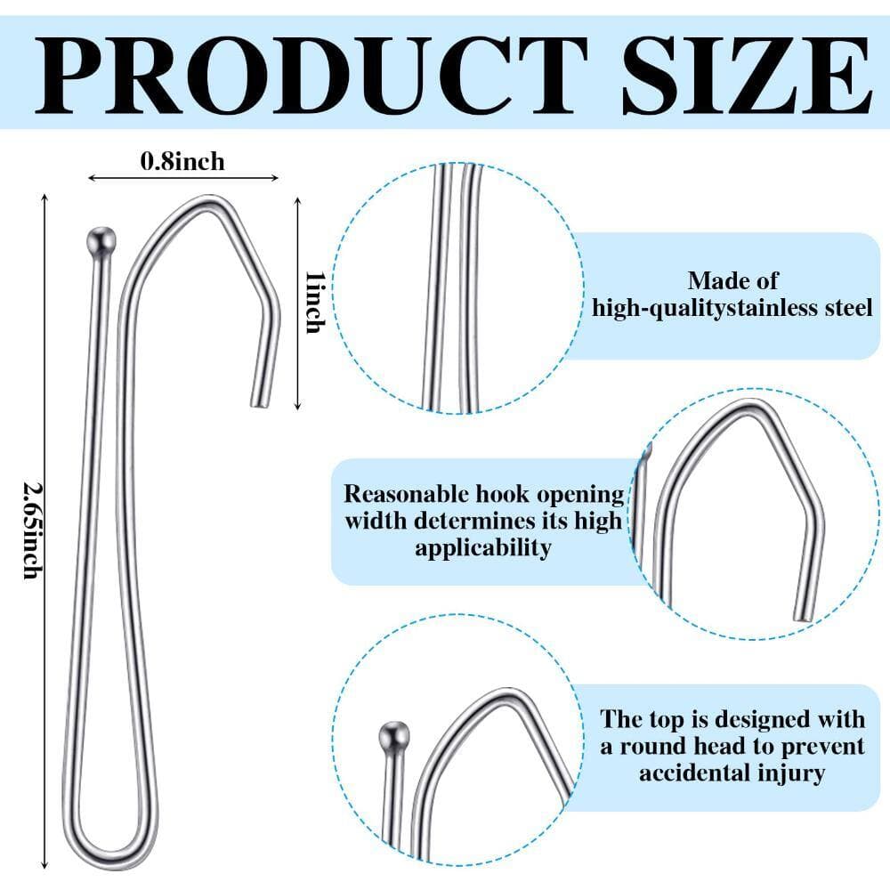 Unbranded 100 Pcs Stainless Steel Pinch Pleat Curtain Hooks Drapery Pins Deep Metal Prong Curtain Hangers Silver (2)