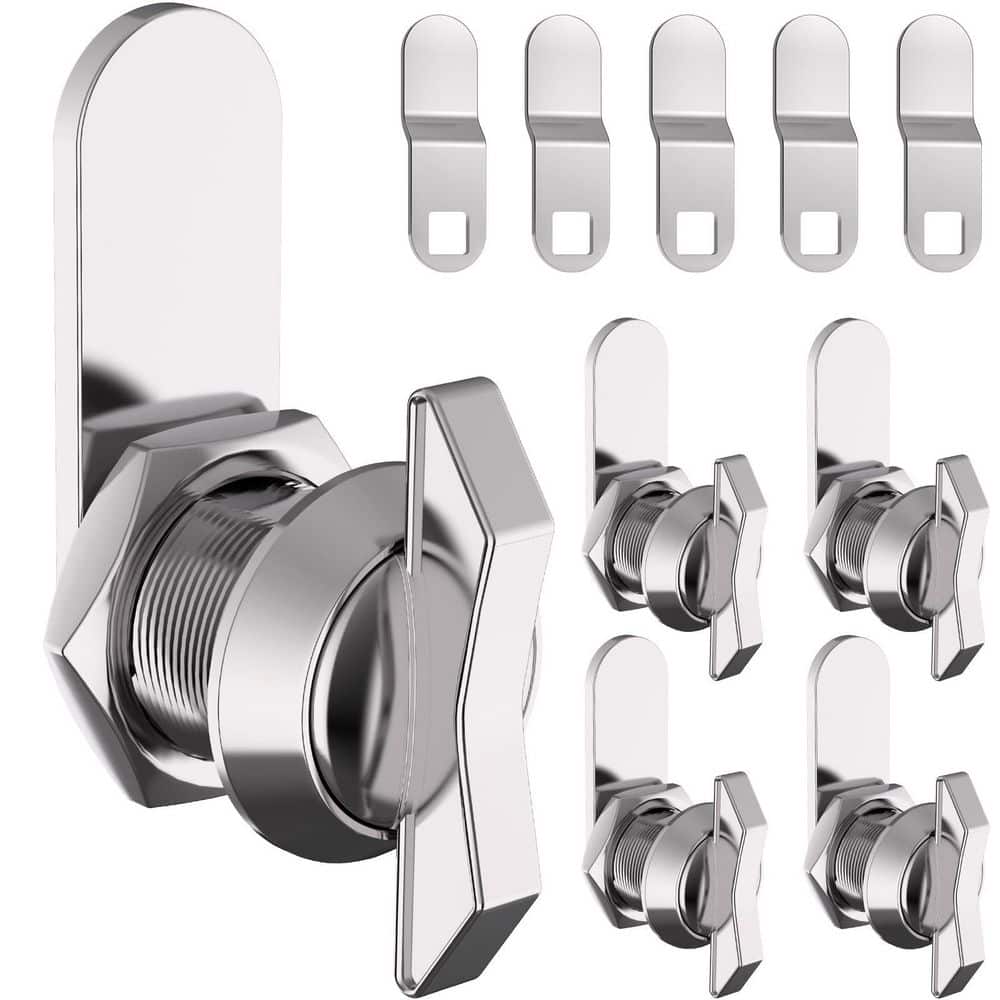 LAIFUCAM 5/8 in. Chrome Finish Thumb Operated Spring Cam Latch Door Catch Keyless for Cabinet RV Storage 5-Pack (1)