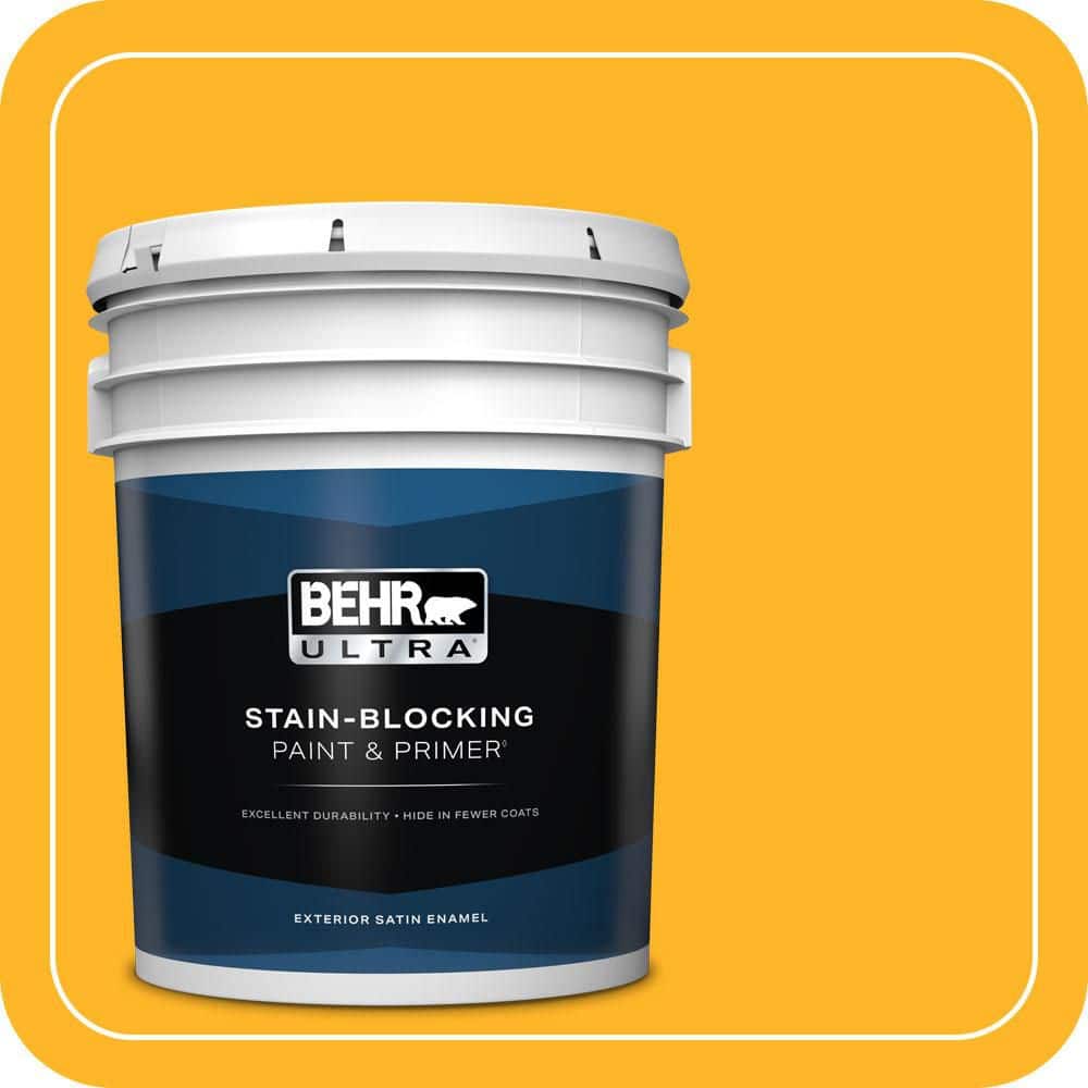 BEHR ULTRA 5 gal. #P260-7 Extreme Yellow Satin Enamel Exterior Paint & Primer