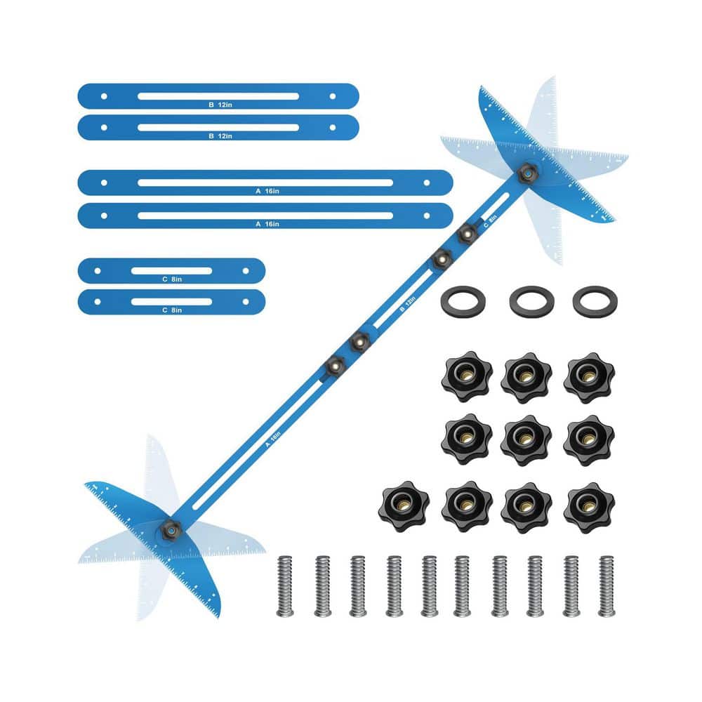 Unbranded 60 in Adjustable Metal Stair Tread Gauge Template Tool Measuring Jig Set for Stairs Risers Shelf Cutting Drywall Blue (1)