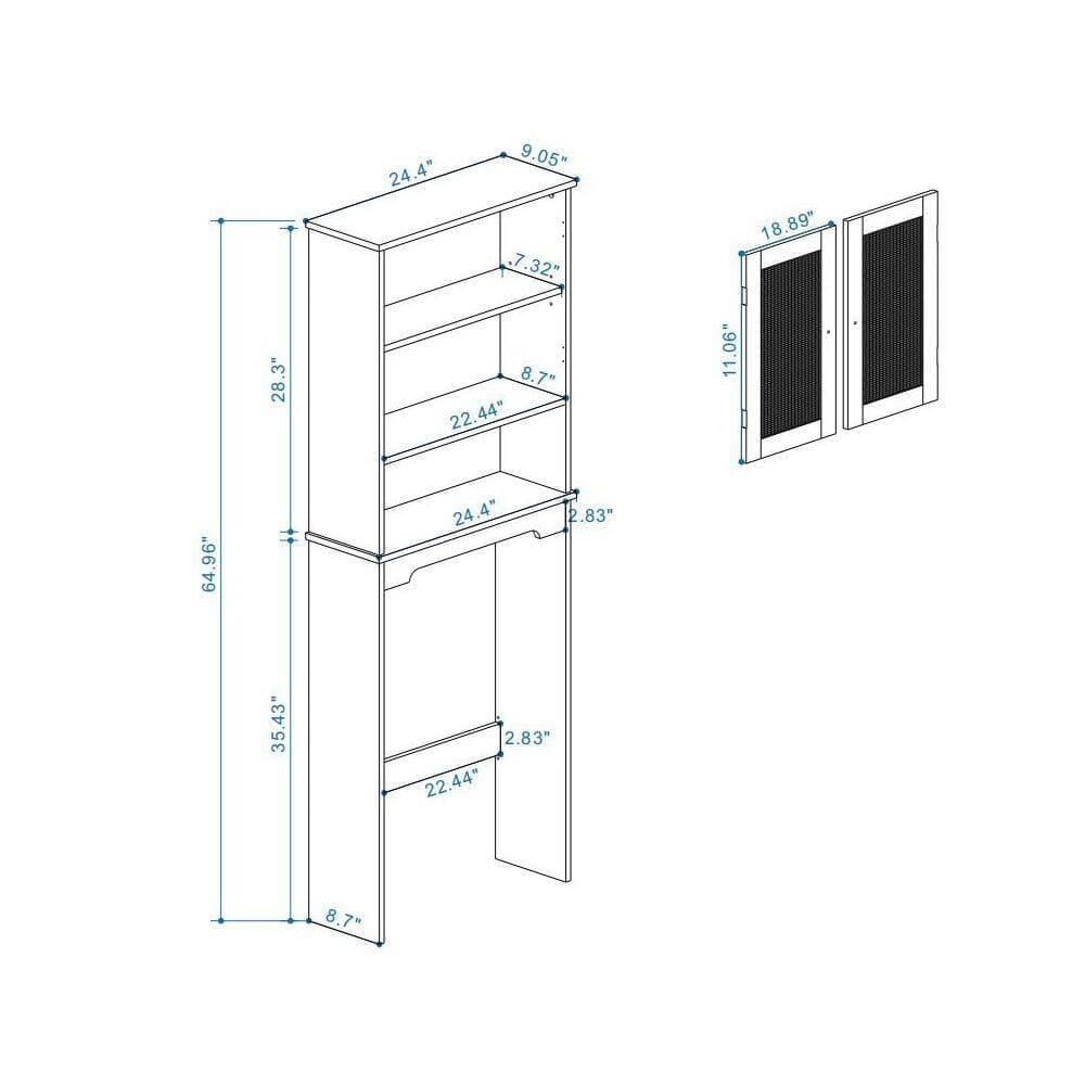 Siavonce 7 in. W x 34 in. D x 29 in. H Wall-Mounted Bathroom Linen Cabinet with Mirror, 4 Shelves and 3 Doors, White (3)