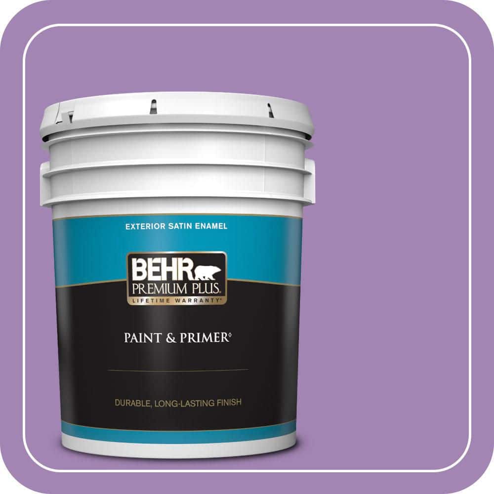 BEHR PREMIUM PLUS 5 gal. #660B-6 Daylight Lilac Satin Enamel Exterior Paint & Primer