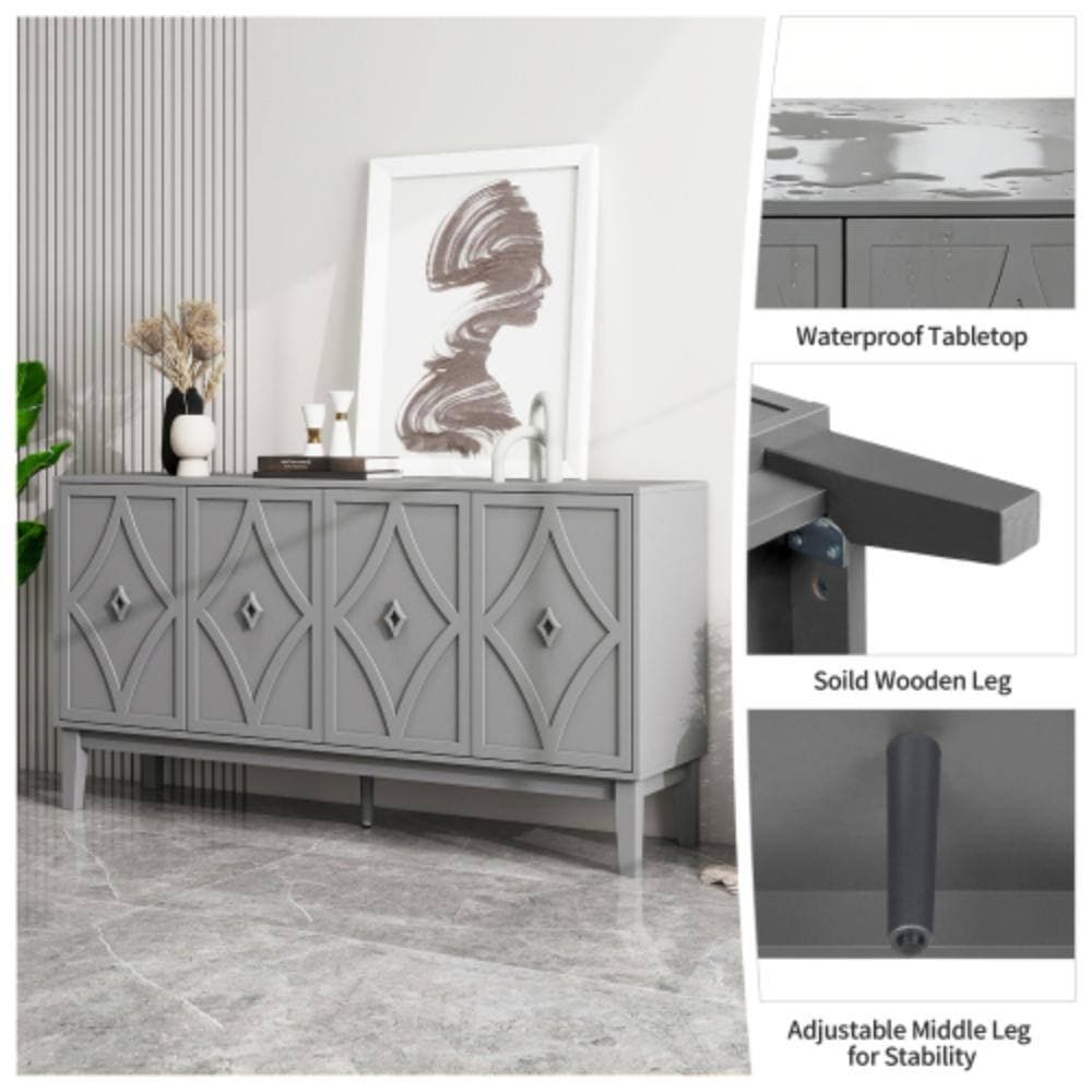 Unbranded 59.06 in. W x 15.75 in. D x 31.5 in. H Bathroom Gray Linen Cabinet (3)