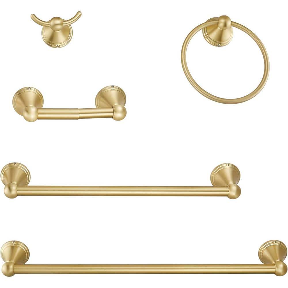 Adrinfly Bath Hardware Set with Towel Bar, 15.35 in Towel Bar, Towel Ring, TP Holder, Towel Hook (1)
