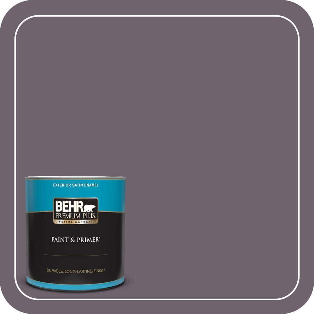 BEHR PREMIUM PLUS 1 qt. #670F-6 Vintage Grape Satin Enamel Exterior Paint & Primer