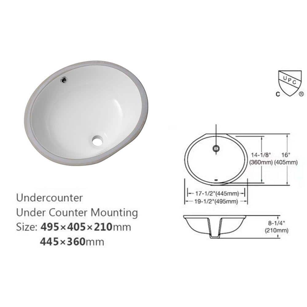 XUJMK 8.25 in. Wall-Mounted Round Bathroom Ceramic Sink in White, 19 x 16 in. Wall Mount Bathroom Sink (3)