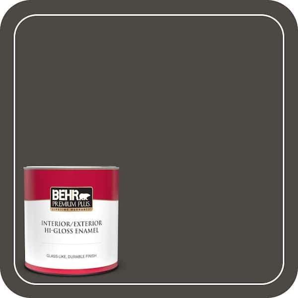 BEHR PREMIUM PLUS 1 qt. #PPU24-01 Black Mocha Hi-Gloss Enamel Interior/Exterior Paint & Primer (2)
