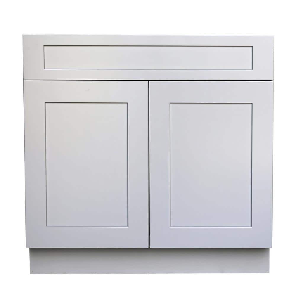 Plywell Ready to Assemble Shaker W 21 in. D 34.5 in. H Vanity Cabinet with 2 Doors Satin Grey