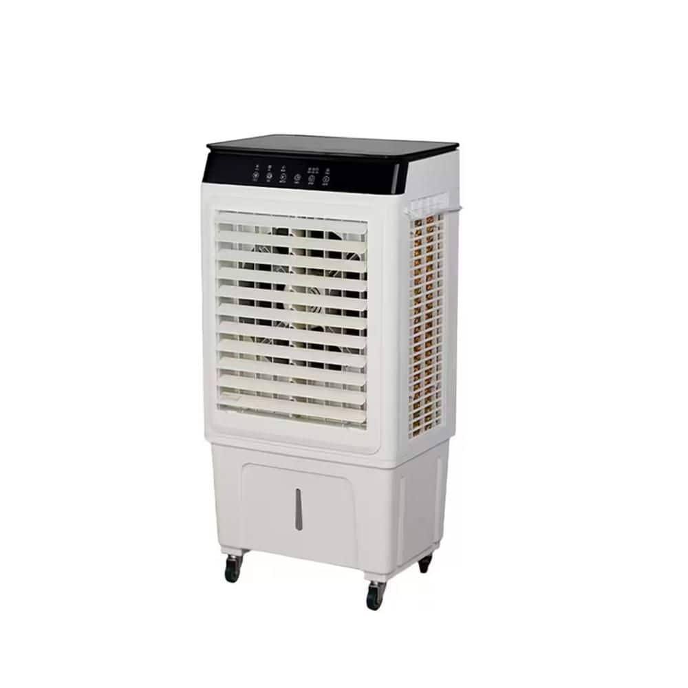 Tahanbath 3-in-1 Portable Evaporative Cooler (Indoor/Outdoor): 2353CFM, Remote, 7.93 Gal. Tank, Scroll Casters, 4-Ice Packs, White (1)