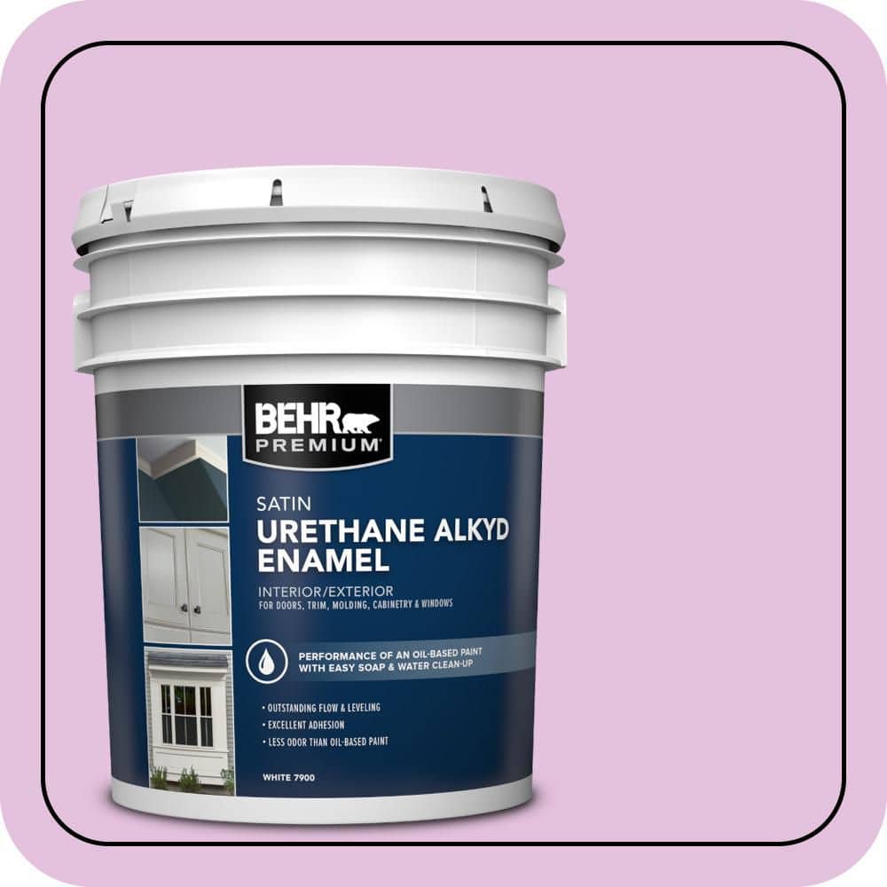 BEHR PREMIUM 5 gal. #P110-2 Girl Talk Urethane Alkyd Satin Enamel Interior/Exterior Paint