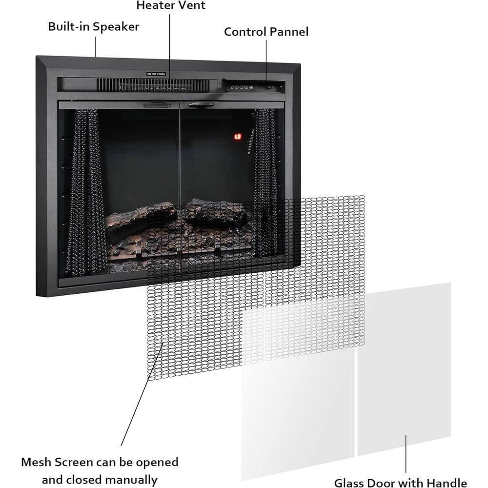 Prismaster ...keeps your home stylish 40 in. Electric Fireplace Insert with Glass Door, Multicolor Flames, Log Speaker (3)