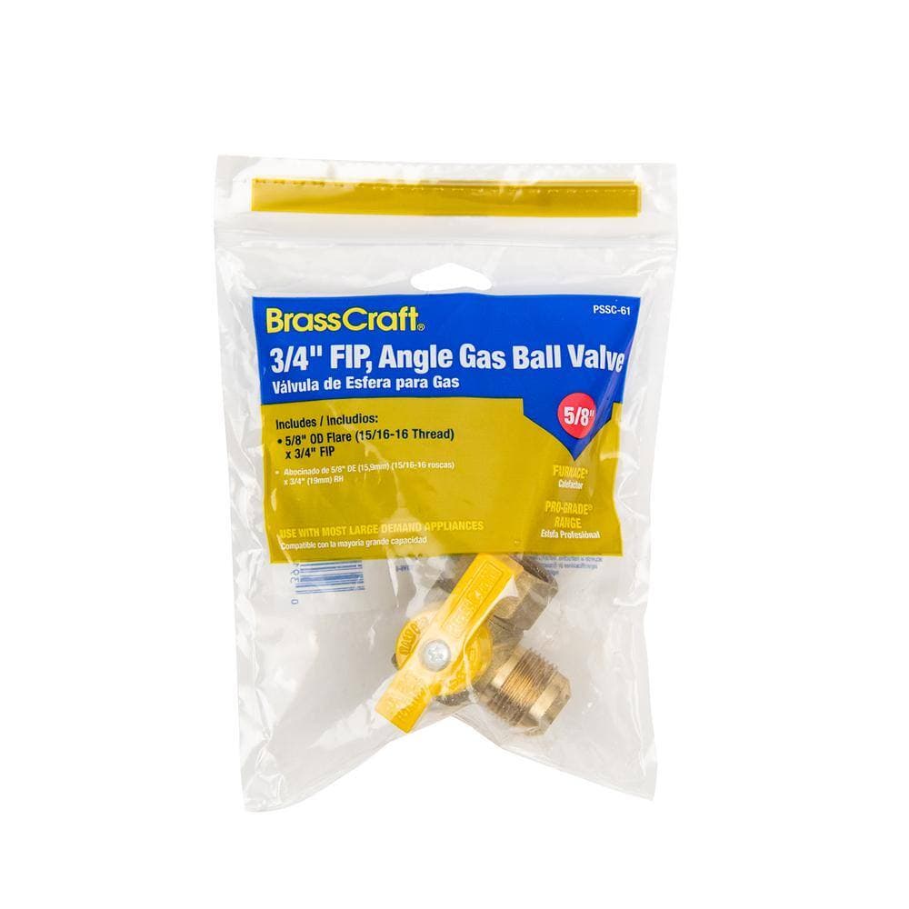 BrassCraft 5/8 in. OD Flare (15/16-16 Thread) x 3/4 in. FIP Angle Gas Ball Valve (2)
