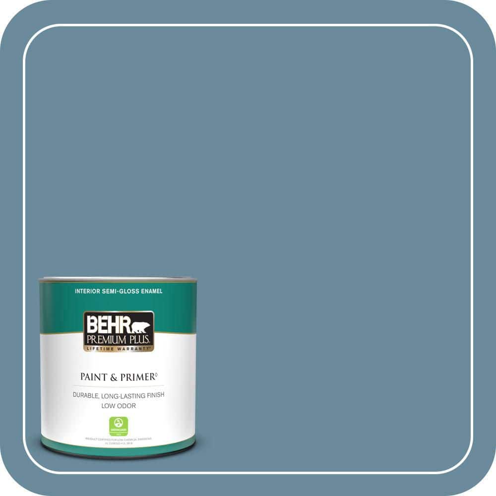 BEHR PREMIUM PLUS 1 qt. #550F-5 Winter Lake Semi-Gloss Enamel Low Odor Interior Paint & Primer