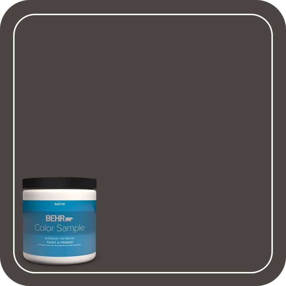 BEHR PREMIUM PLUS 8 oz. #T16-01 Black Pearl Satin Enamel Interior/Exterior Paint & Primer Color Sample