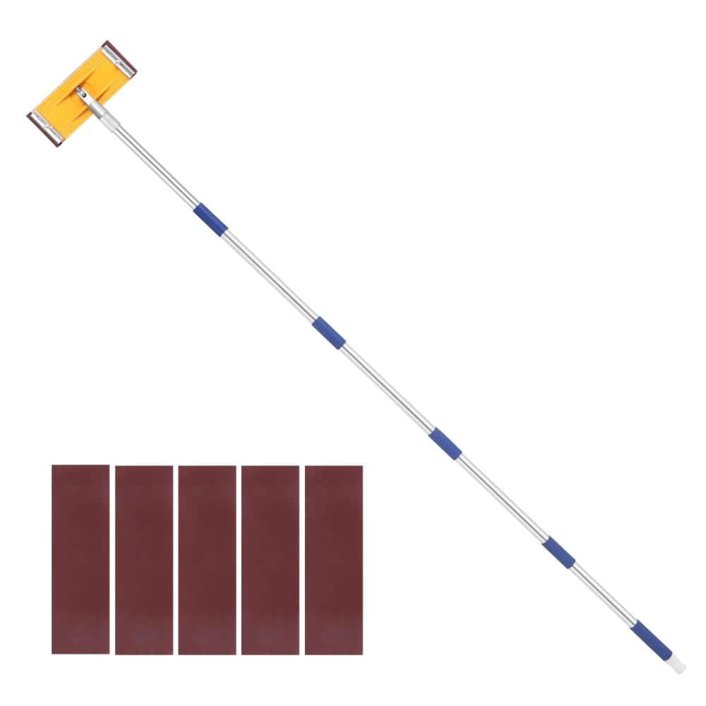 Unbranded 31-74 Inch Adjustable Drywall Sander Pole Hand Sander with 5 Sanding Sheets for Wall Painting and Surface Finishing