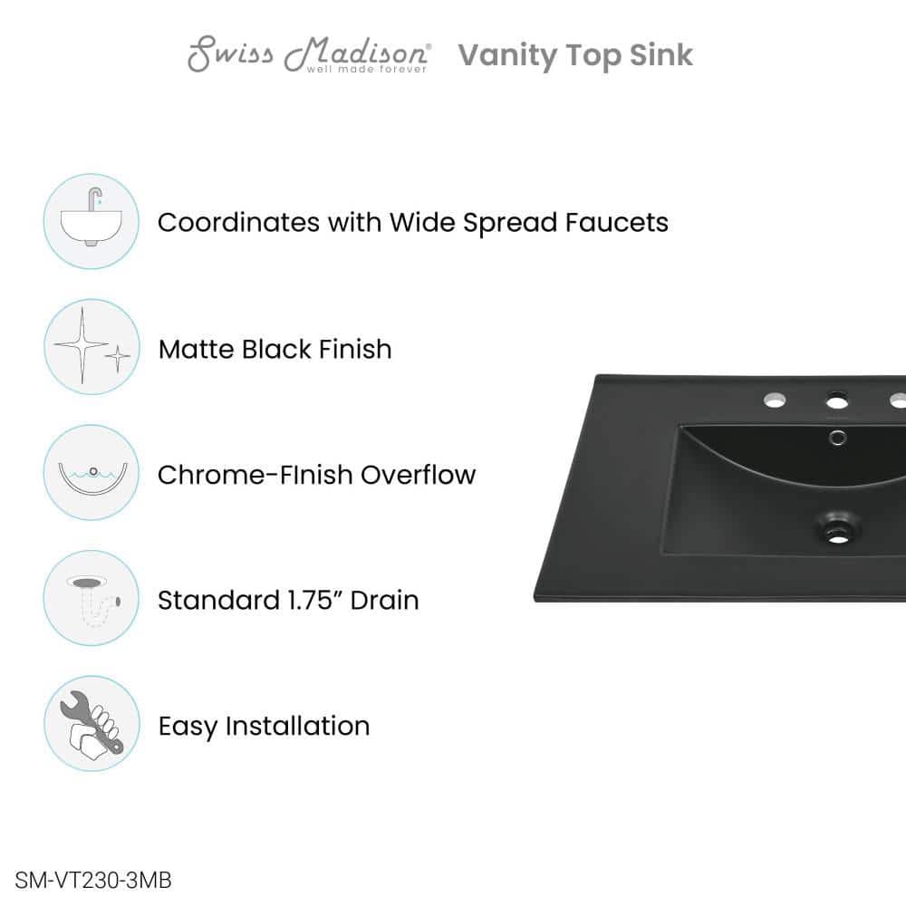 Swiss Madison Swiss-Madison 21.3 in. W 33.2 in. D Ceramic Vanity Top Black (2)