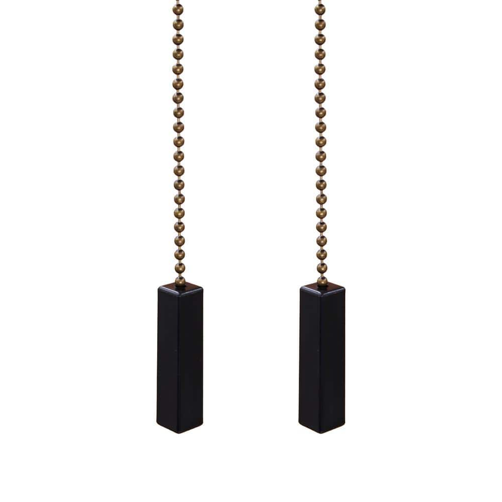 PRIVATE BRAND UNBRANDED 5 in.Black Indoor/Outdoor Rectangle Ceiling Fan Pull Chains (2-Pack) (2)