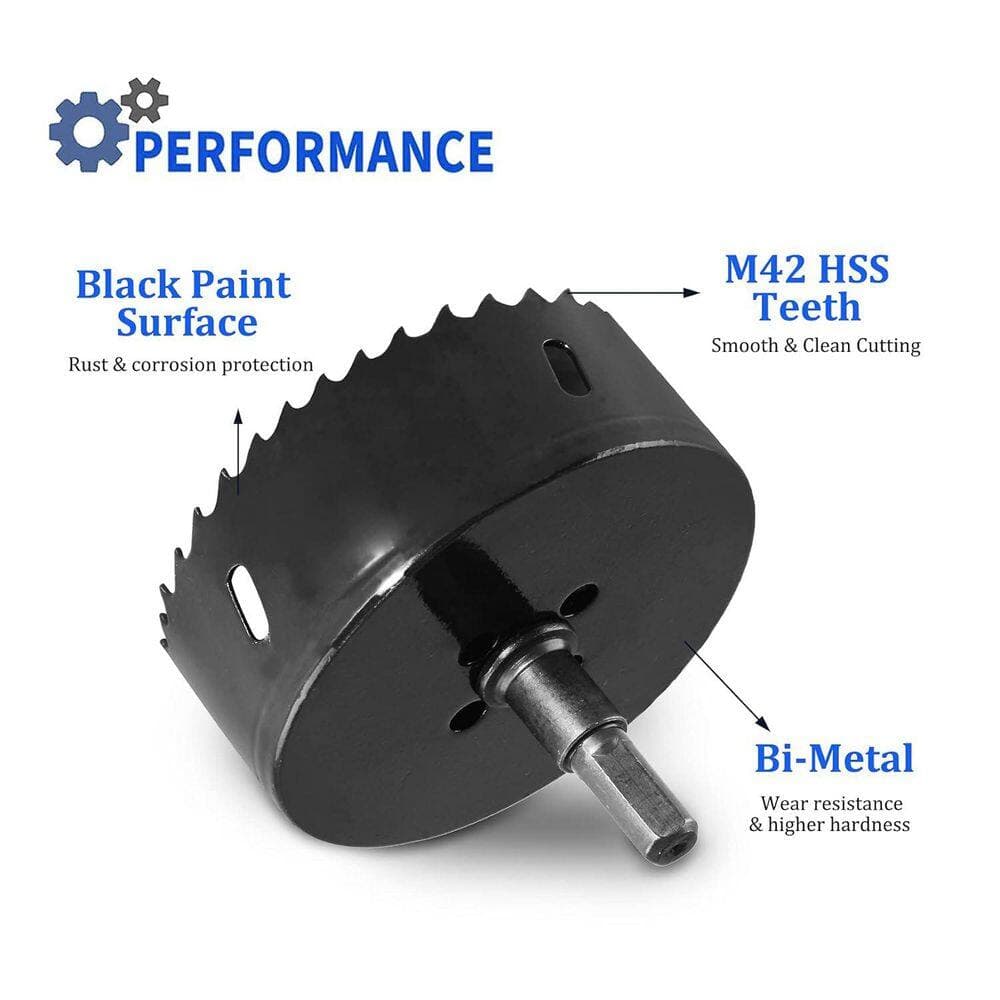 Unbranded 3/76mm Bi-Metal Hole Saw with Hex Shank Drill Bit Adapter and 32mm Cutting Depth for Wood Plastic Drywall Metal (3)