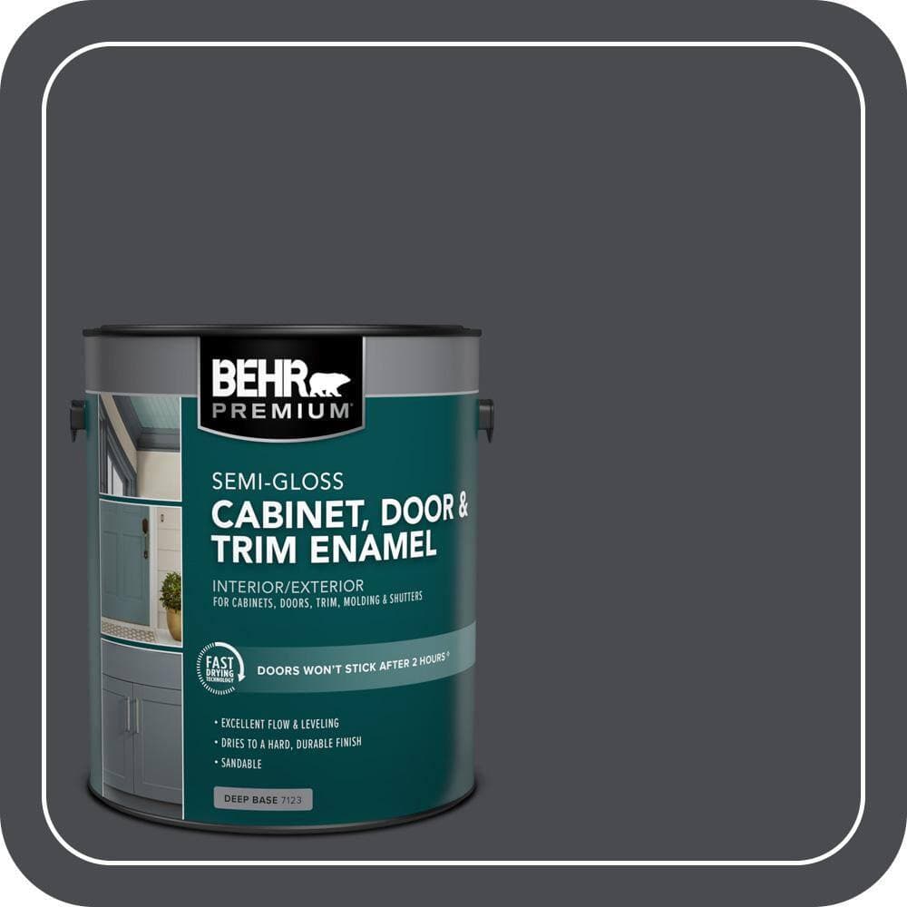 BEHR PREMIUM 1 gal. #N500-7 Night Club Semi-Gloss Enamel Interior/Exterior Cabinet, Door & Trim Paint (1)