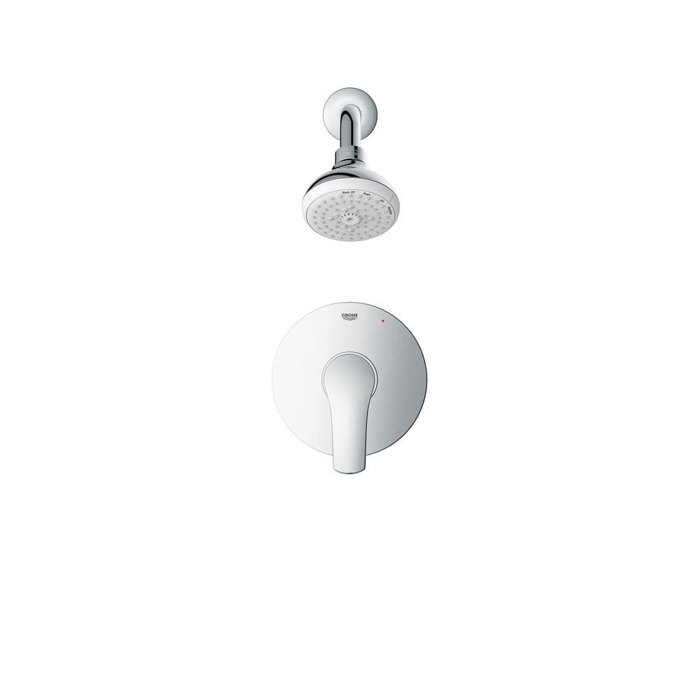 GROHE EuroSmart 1-Handle Wall Mount Shower Trim Kit in StarLight Chrome with Shower Arm - 1.75 GPM (Valve Not Included) (3)