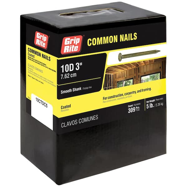 Grip-Rite 3 in. x 9-Gauge 10-penny Vinyl Coated Smooth Shank Common Nails 5 lb. Box (2)